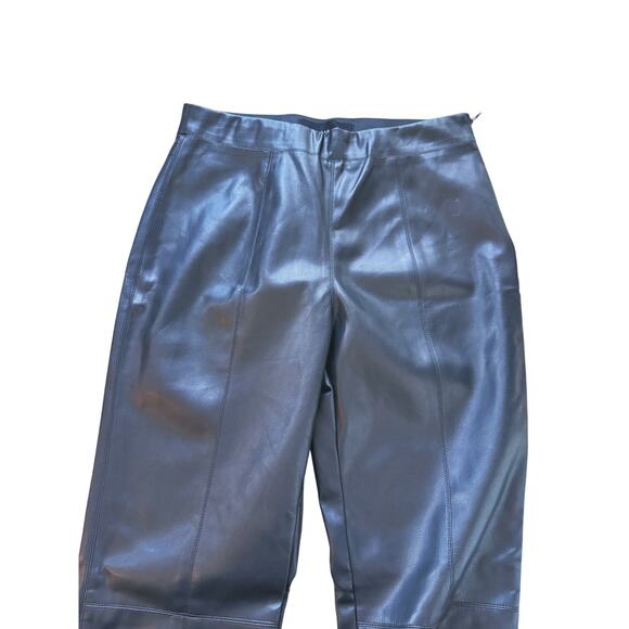 Know One Cares Black High Waist Faux Leather Pants Size 4 Edgy Punk Quiet Luxury - Picture 5 of 8